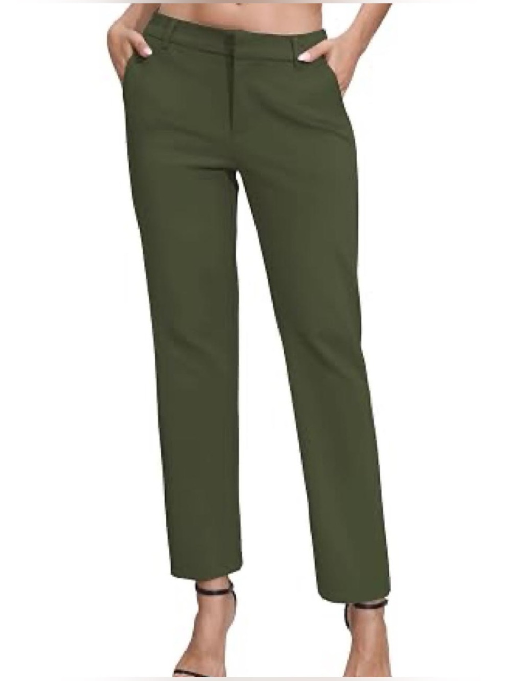 Banana Republic Olive Green Straight-Leg Trousers